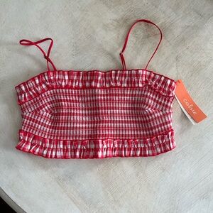NWT Colsie Bralette Womens Small Red Gingham Print Crop Top 34A 32C 34B 36A